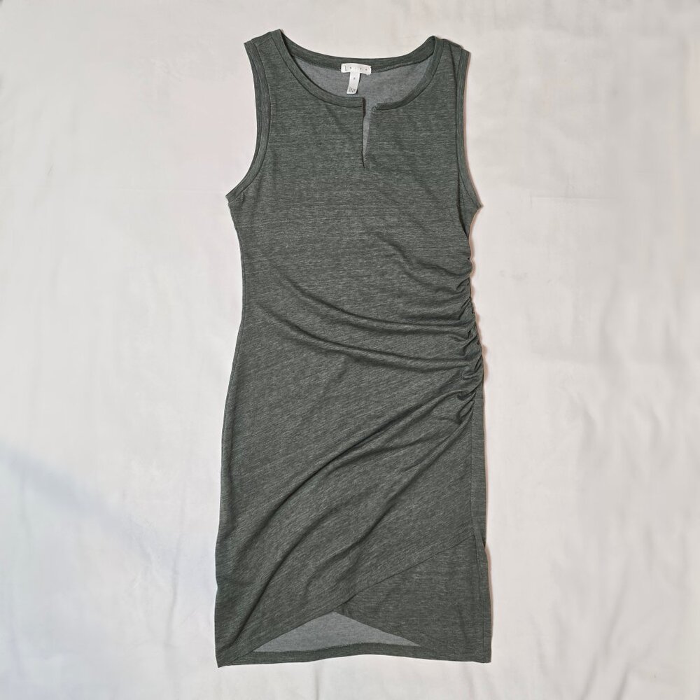 Leith Olive Green Ruched Sleeveless Midi Dress – Size M